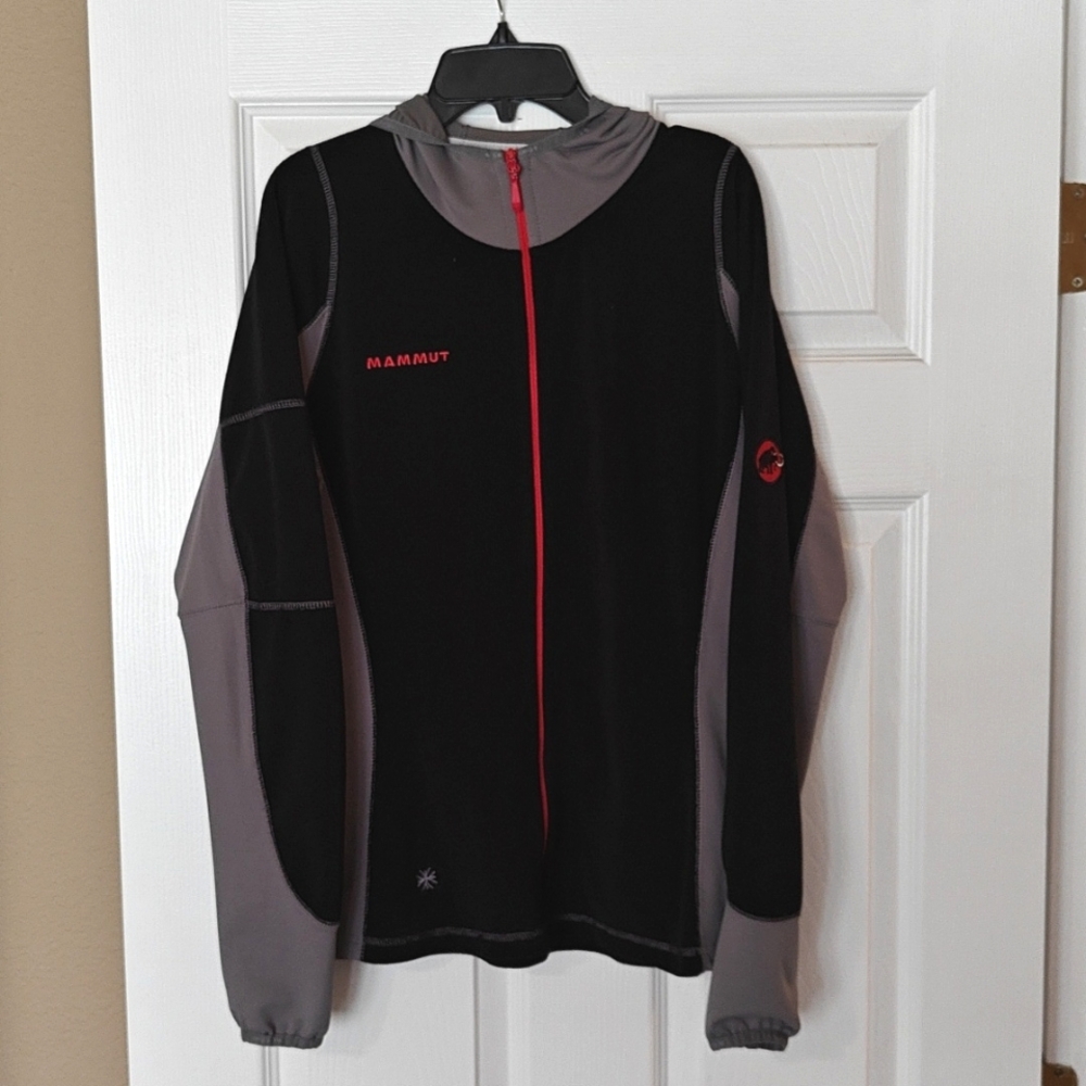 MAMMUT Mens Large Black Full Zip Jacket Hoodie Sweater Athletic Style#1010-05870